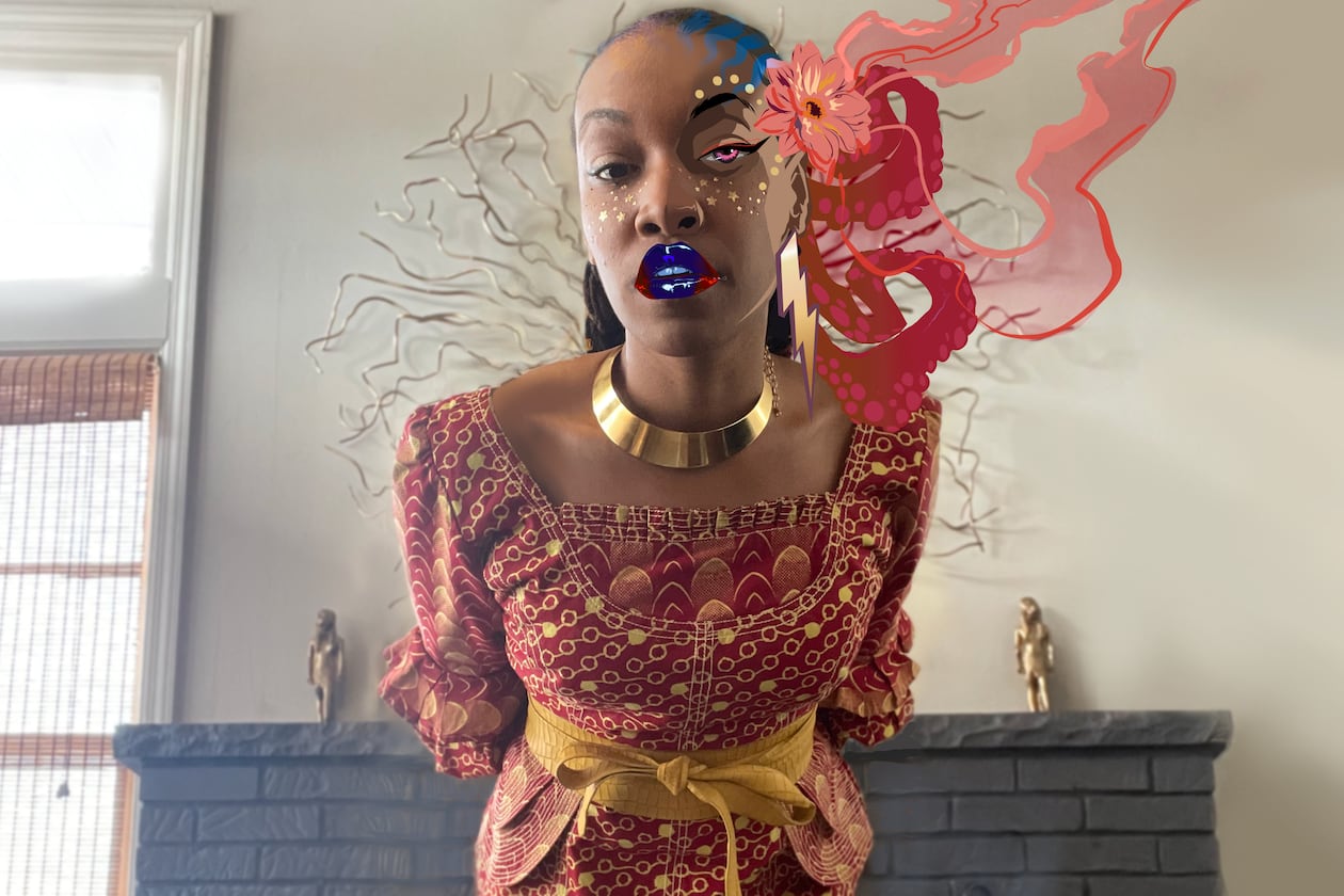 This is a self-portrait of Afua Richardson. As a kid in the 1980s, Afua Richardson was surrounded by the arts - music, painting, and even sculpting. Richardson said the arts gave her a home in the midst of growing up in Harlem, New York. Courtesy of Afua Richardson