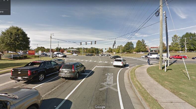 Roswell has awarded a design contract for right-turn lane improvements and a turn-lane extension into Roswell High School near where West Crossville Road (Ga. 92) and Woodstock/King Road intersect. GOOGLE MAPS