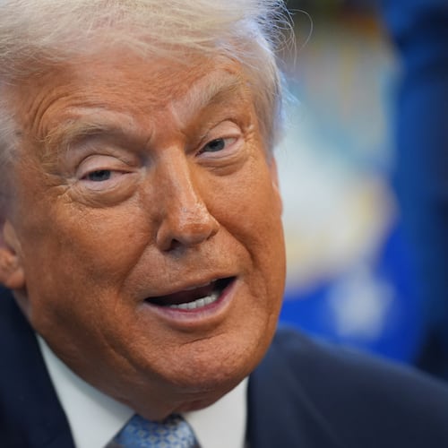 President Donald Trump speaks during a meeting with the White House task force on the 2026 FIFA World Cup in the Oval Office of the White House, Monday, Nov. 17, 2025, in Washington. (AP Photo/Evan Vucci)