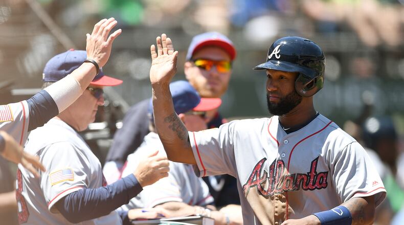 Danny Santana had five hits and three RBIs  for the Gwinnett Braves Saturday night. (Photo by Thearon W. Henderson/Getty Images)