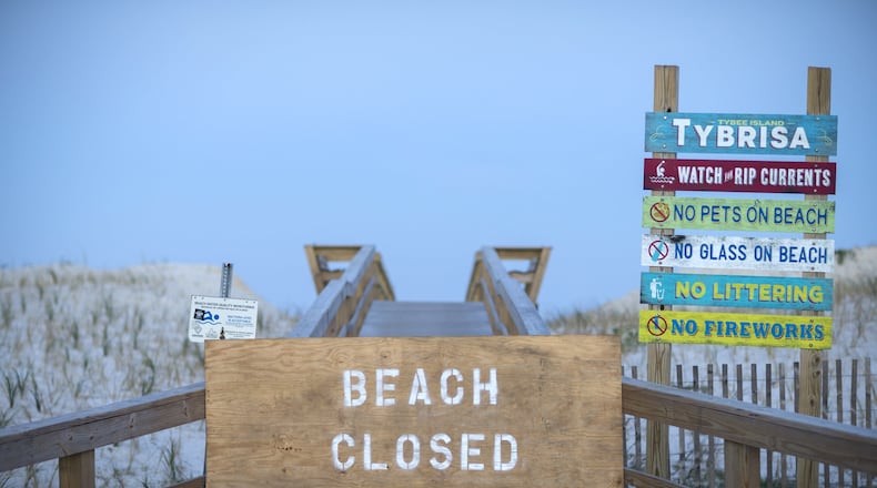 TYBEE ISLAND, GA - APRIL 3, 2020: Tybee Island’s beach entrances were closed to the public until Gov. Brian Kemp’s executive order required local authorities open the beaches for exercise outside, with social distancing of at least 6 feet. (AJC Photo/Stephen B. Morton)