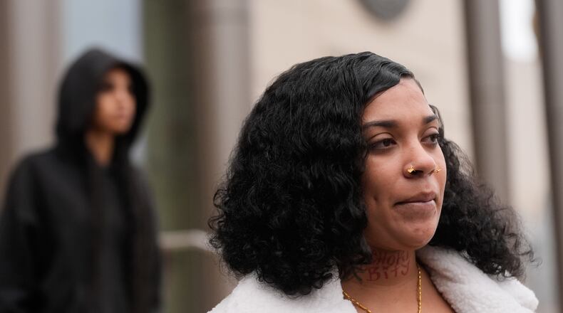 Patrice Williams, who was hosting a party for her daughter where gunfire broke out, speaks during an interview in Stockton, Calif., Monday, Dec. 1, 2025. (AP Photo/Jeff Chiu)