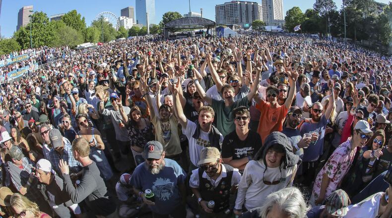 The Sweetwater 420 Fest is being scaled down this year. Above is a photo of the crowd on Sunday, April 21, 2019, in Centennial Olympic Park. (Robb Cohen Photography & Video/RobbsPhotos.com)