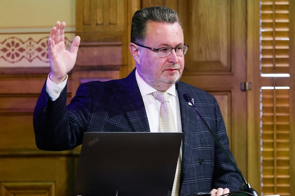 Kevin Tanner, commissioner of the Georgia Department of Behavioral Health and Developmental Disabilities, spoke at a budget hearing at the Capitol in Atlanta on Wednesday. (Abbey Cutrer/AJC)