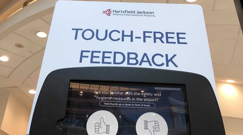 Hartsfield-Jackson is testing Avius touch-free survey devices. Source: Avius