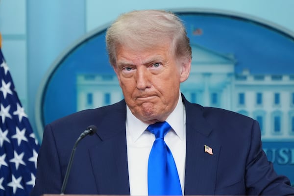 President Donald Trump listens during a briefing with the media, Friday, June 27, 2025, at the White House in Washington. (AP Photo/Jacquelyn Martin)