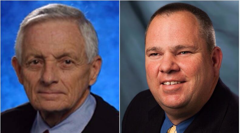 Now-former Gwinnett Magistrate Judge Jim Hinkle (left) and current Gwinnett Commissioner Tommy Hunter have both caused uproar with posts on the personal social media pages. (Photos via Gwinnett County)