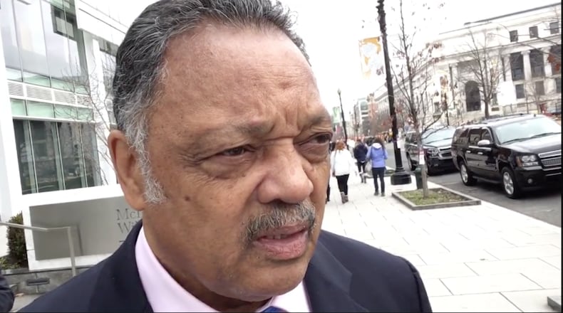 Rev. Jesse Jackson struck a hopeful chord after President Donald Trump's inauguration but says there is much work to be done to heal a divided nation. Photo and video: Jennifer Brett