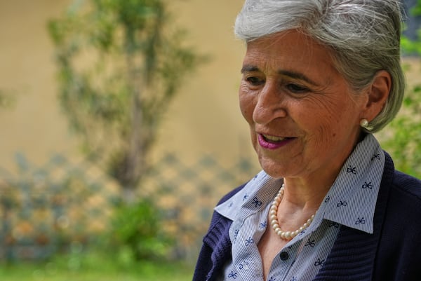 Maria Lia Zervino, chosen by Pope Francis to be on the Dicastery for Bishops, is interviewed by The Associated Press in Rome on Friday, May 9, 2025. (AP Photo/Andrea Rosa)