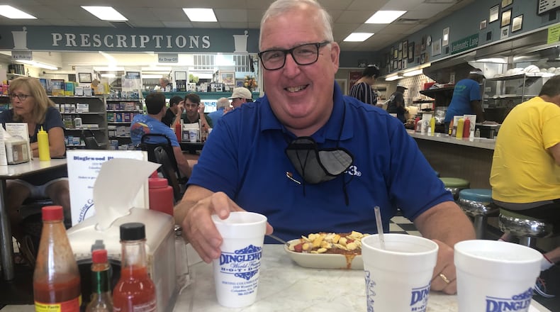 Chuck Williams, a longtime Columbus reporter, and the famous Scrambled Dog lunch at Dinglewood Pharmacy in Columbus.