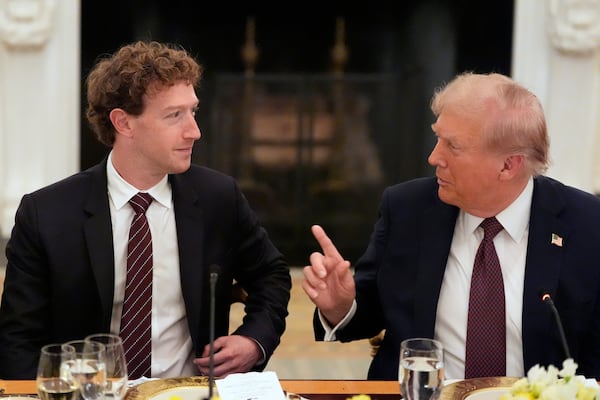 President Donald Trump chatted with Meta CEO Mark Zuckerberg during a dinner with tech executives at the White House on Thursday.