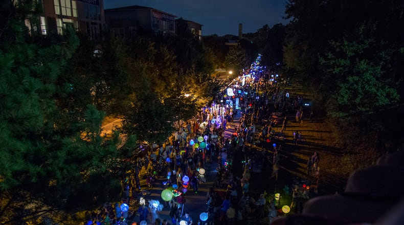Crowds line the parade route on Saturday, September 22, 2018. Thousands of people usually take part each year in the Atlanta Beltline Lantern Parade. (Photo: STEVE SCHAEFER / SPECIAL TO THE AJC)