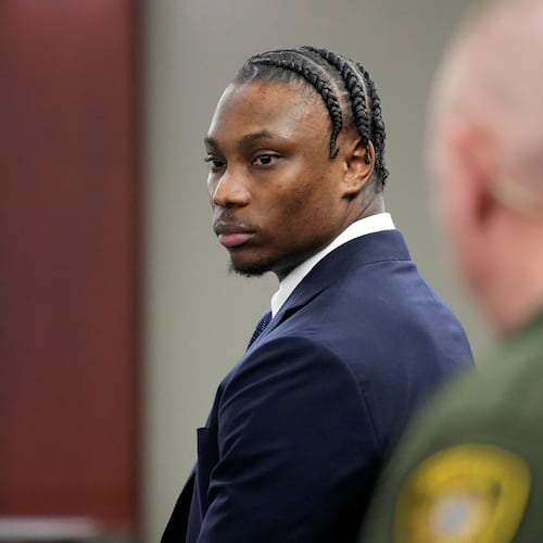 FILE - Former Las Vegas Raiders player Henry Ruggs appears in court May 10, 2023, in Las Vegas. (AP Photo/John Locher, File)
