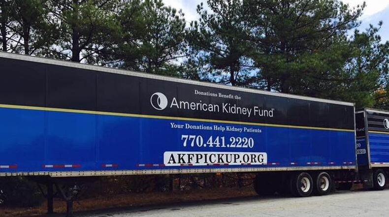 The American Kidney Fund now has a donation trailer for household goods and clothing at the Roswell Recycling Center, 11570 Maxwell Rd. (Courtesy American Kidney Services)