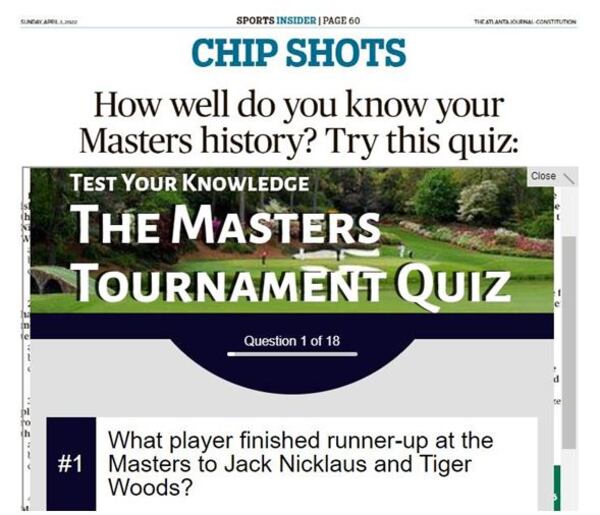 Special sports coverage in Sunday’s ePaper — NCAA finals are set as Master’s Week arrives