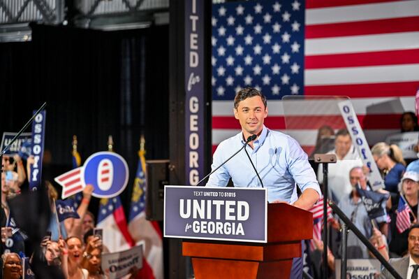 U.S. Sen. Jon Ossoff speaks to supporters at a rally in Savannah last month. (Sarah Peacock for the AJC)