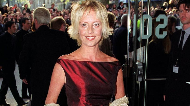 FILE - In this file photo dated April 27, 1999, British actress Emma Chambers on the des carpet in London. The actress known for her roles in TV series "The Vicar of Dibley" and the movie "Notting Hill", Chambers has died of natural causes at the age of 53, according to an announcement from her agent John Grant, Saturday Feb. 24, 2018. (Peter Jordan/PA FILE via AP)