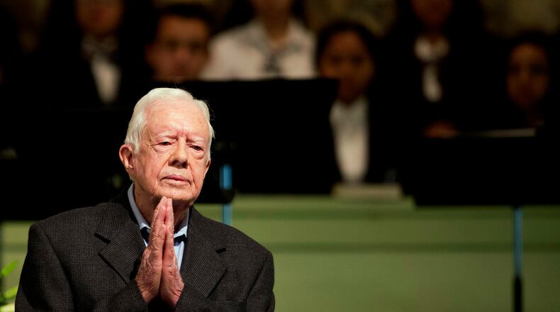 Former President Jimmy Carter, seen here teaching his Sunday School class at Maranatha Baptist Church in Plains. (AP Photo/David Goldman, File)