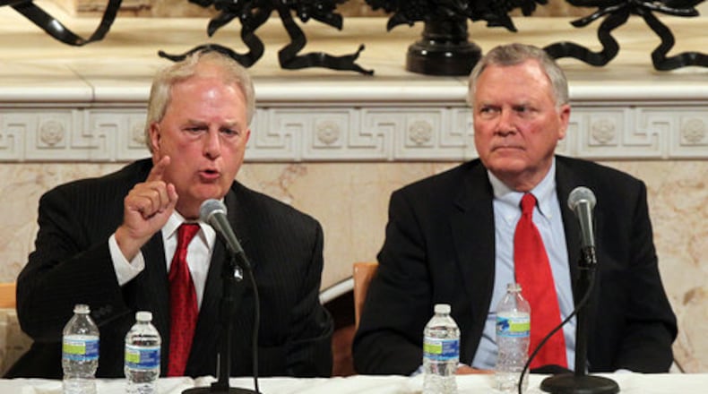 Former Georgia Govs. Roy Barnes and Nathan Deal have found common ground to discuss the current political climate in the United States. Barnes is a Democrat and Deal is a Republican. (AJC file photo)