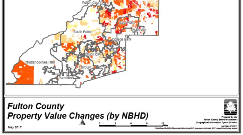 Map of increased values. FULTON COUNTY