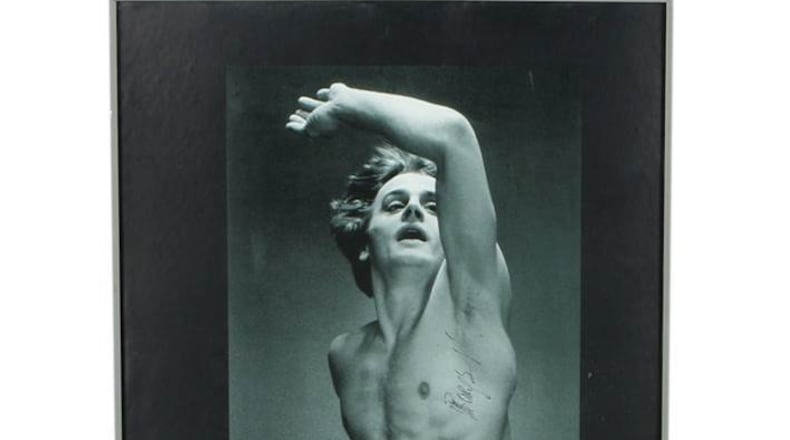 An autographed poster of dancer Mikhail Baryshnikov is one of more than 200 items available to buy.