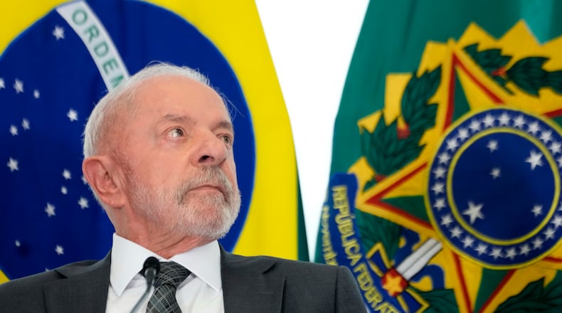 Brazilian President Luiz Inacio Lula da Silva attends a ceremony at the Planalto Palace in Brasilia, Friday, Sept. 4, 2026, marking the signing of measures related to funding for the justice system. (AP Photo/Eraldo Peres)