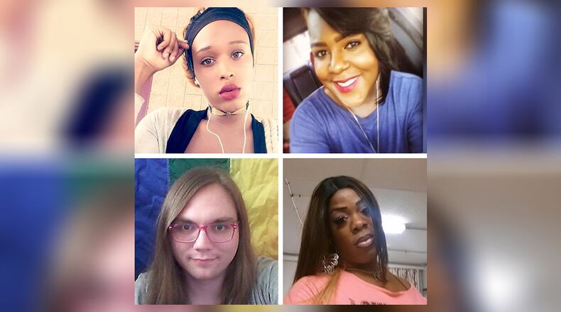 From top left: Ava Le'Ray Barrin, TeeTee Dangerfield, Scout Schultz, and Candace Towns have all been killed since June 2017. They are four of the twenty-five transgender people killed this year.