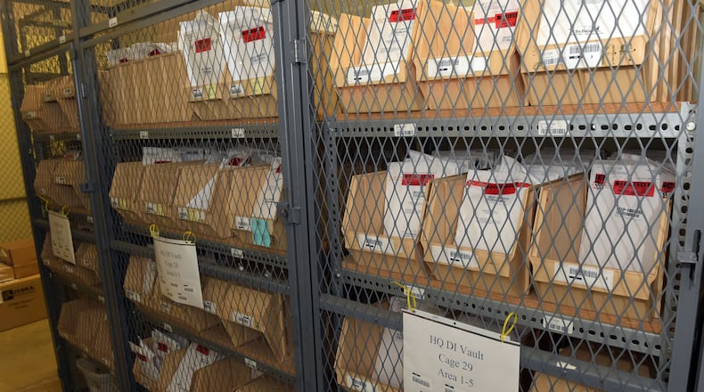 Rape kits stored in a secure vault at the Georgia Bureau of Investigation.