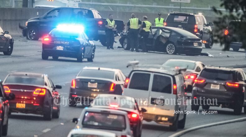 A crash investigation blocked the northbound lanes of I-285 at Cobb Parkway for nearly four hours Friday morning.