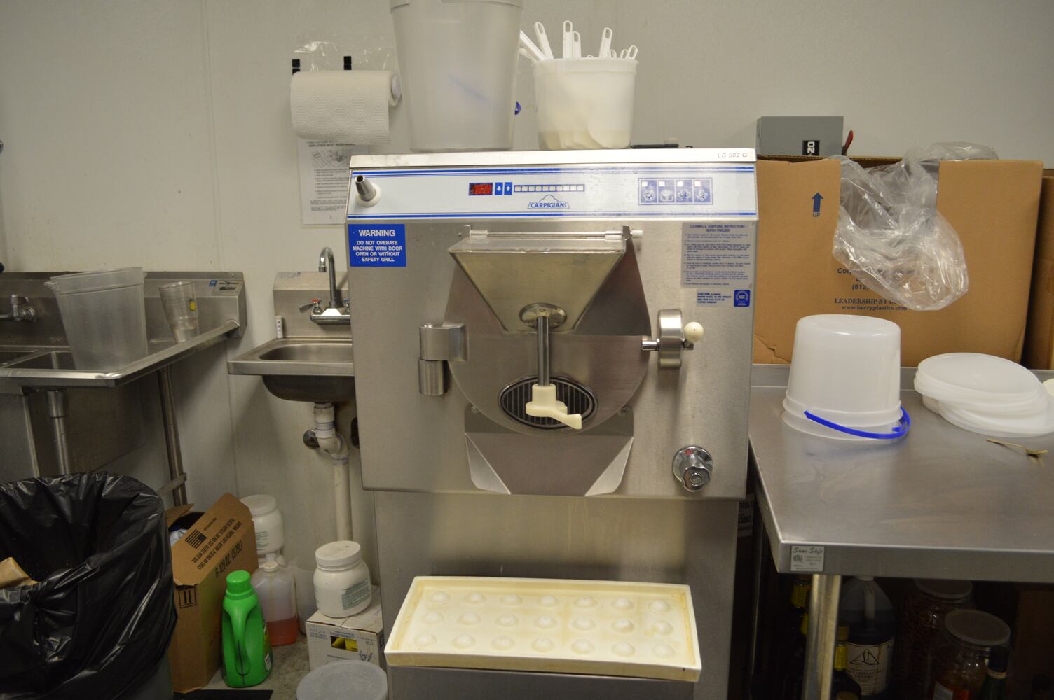 Chill your mixture until cool (and here's Honeysuckle's commercial ice cream maker!)