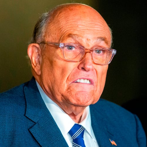 FILE - Rudy Giuliani speaks to the media outside Manhattan federal court in New York, Jan. 3, 2025. (AP Photo/Ted Shaffrey, file)