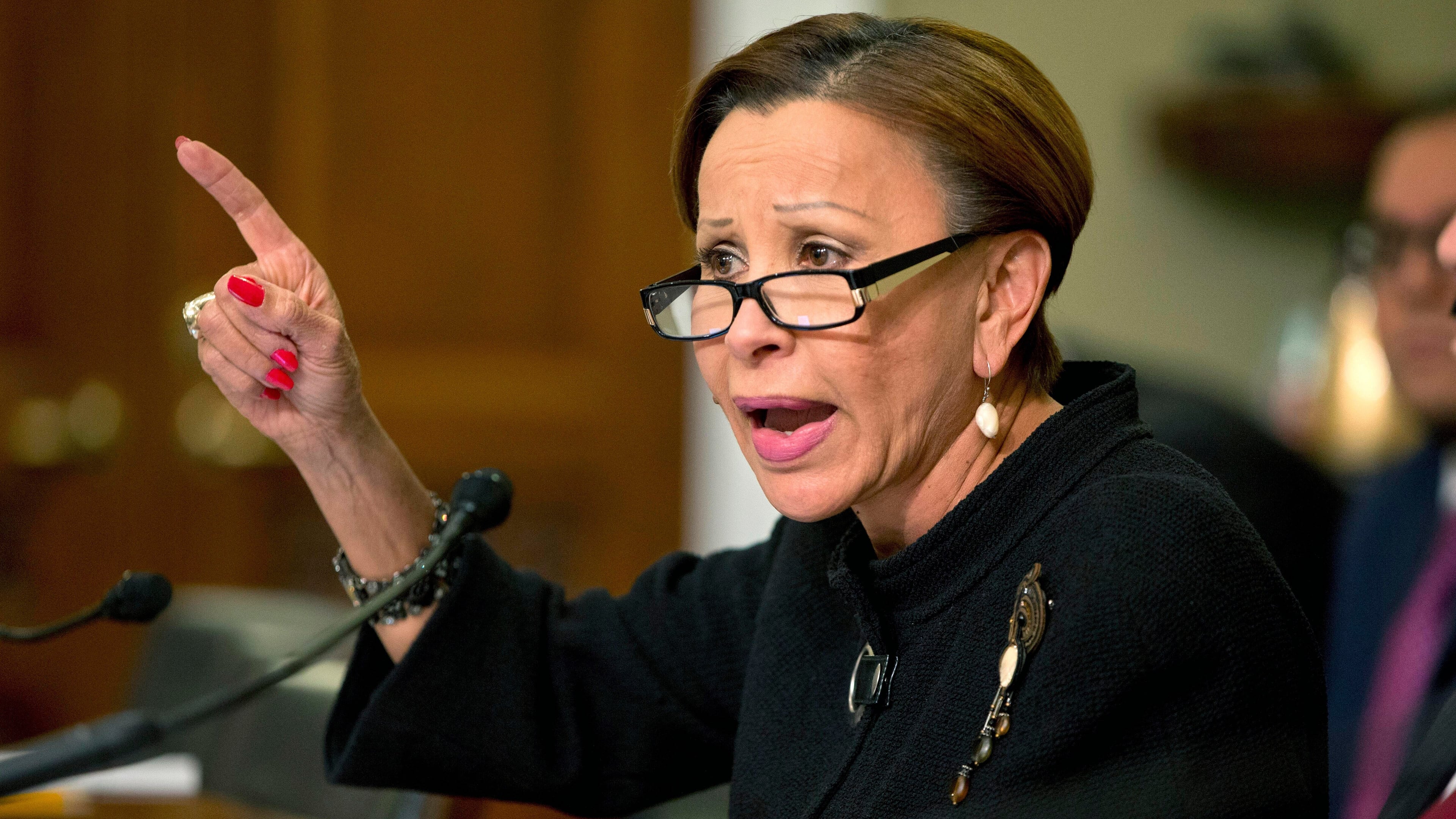 FILE - Rep. Nydia Velazquez, D-N.Y. speaks on Capitol Hill on Jan 12, 2016, in Washington. (AP Photo/Jacquelyn Martin, File)