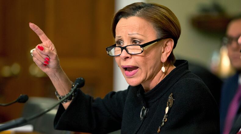 FILE - Rep. Nydia Velazquez, D-N.Y. speaks on Capitol Hill on Jan 12, 2016, in Washington. (AP Photo/Jacquelyn Martin, File)