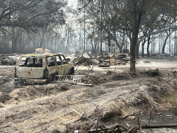 A fire in Brantley County has consumed nearly 50 homes and closed schools. (Courtesy of the GFC)