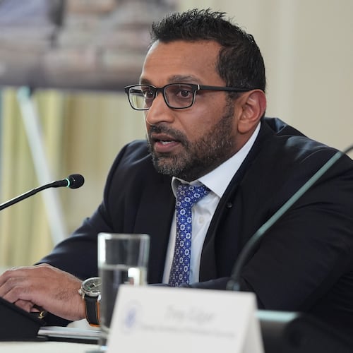 FBI director Kash Patel speaks during a roundtable on criminal cartels with President Donald Trump in the State Dining Room of the White House, Thursday, Oct. 23, 2025, in Washington. (AP Photo/Evan Vucci)