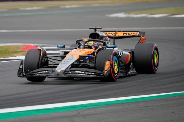 McLaren driver Oscar Piastri of Australia in action during the qualifying for the British Formula One Grand Prix in Silverstone, England, Saturday, July 5, 2025. (AP Photo/Darko Bandic)
