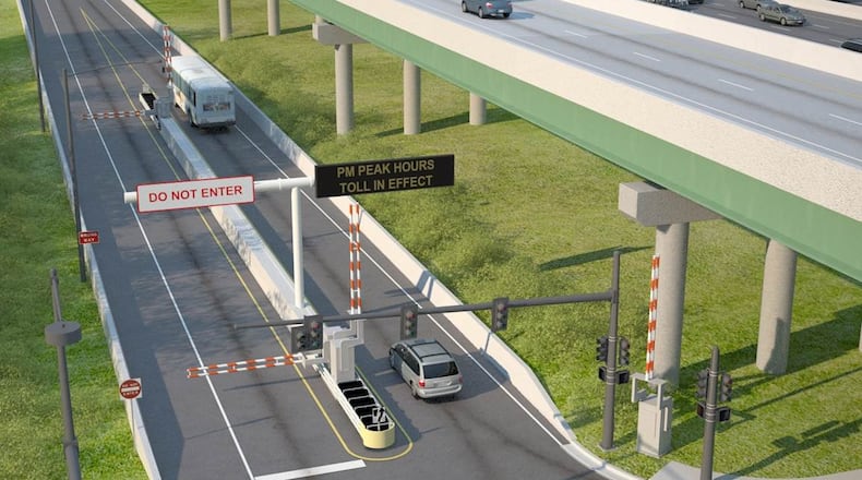 A rendering of an entrance to a separate toll lane project called the Northwest Corridor on I-75 and I-575 in Cobb and Cherokee counties.