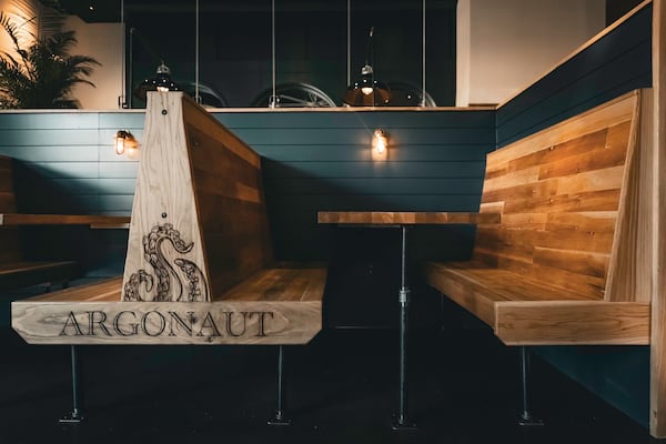 The interior of the Argonaut Fish Bar features nautical-themed elements. / Courtesy of Argonaut Fish Bar