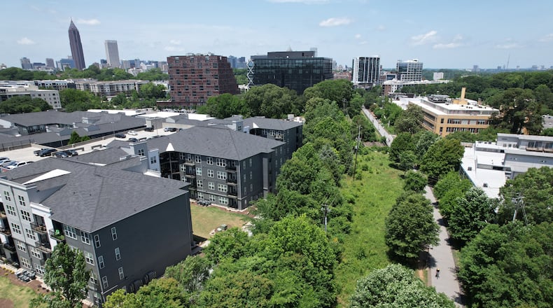 The tree canopy along the Atlanta Beltline's Eastside Trail. Beltline officials said Thursday it's home to the world’s longest linear arboretum, spanning more than 12 miles along completed trail segments. (Courtesy of Atlanta Beltline)