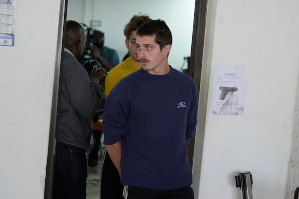 Belgian national Seppe Lodewijckx, walks out of the Jomo Kenyatta International Airport Law Courts in Nairobi, Kenya, Wednesday, April 23, 2025. (AP Photo/Brian Inganga)