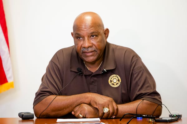 Douglas County Sheriff Tim Pounds, here in 2022, is named in a lawsuit filed by a former jail detainee who alleges she was subjected to months of sexual harassment and abuse while in custody. (Christina Matacotta for the AJC 2022) 