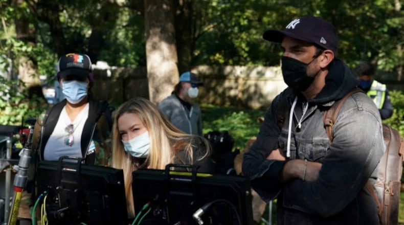 Elisabeth Rohm (center) directs Lifetime's "Girl in the Basement." LIFETIME