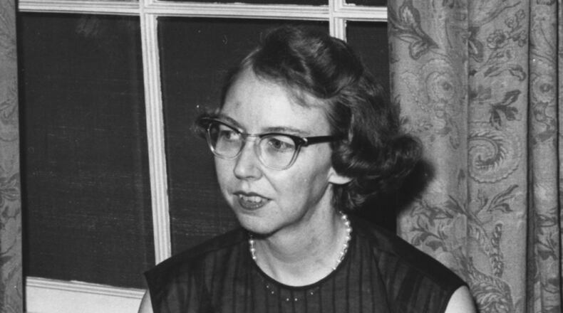 This undated photo shows author Flannery O’Connor. Her final home is being given to Georgia College and State University after a small foundation struggled to keep up the historic property. The Savannah-born author spent the last 13 years of her life on the Middle Georgia dairy farm known as Andalusia. O’Connor completed her best-known works there, including the short story collection “A Good Man Is Hard To Find.” (Atlanta Journal-Constitution via AP)