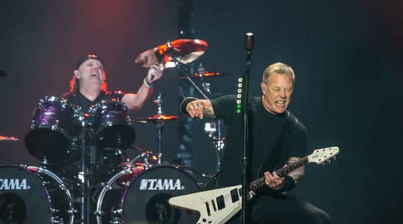 Iconic heavy metal band Metallica (above), Greta Van Fleet and Cage the Elephant rocked at the sold-out Mercedes-Benz Stadium in Atlanta on Saturday, November 6, 2021, for the ATLive concert series. (Photo: Ryan Fleisher for The Atlanta Journal-Constitution)