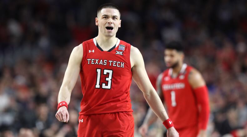 Matt Mooney of the Texas Tech Red Raiders reacts against the Virginia Cavaliers in the first half during the 2019 NCAA men's Final Four National Championship game at U.S. Bank Stadium on April 08, 2019 in Minneapolis, Minnesota. (Photo by Streeter Lecka/Getty Images)