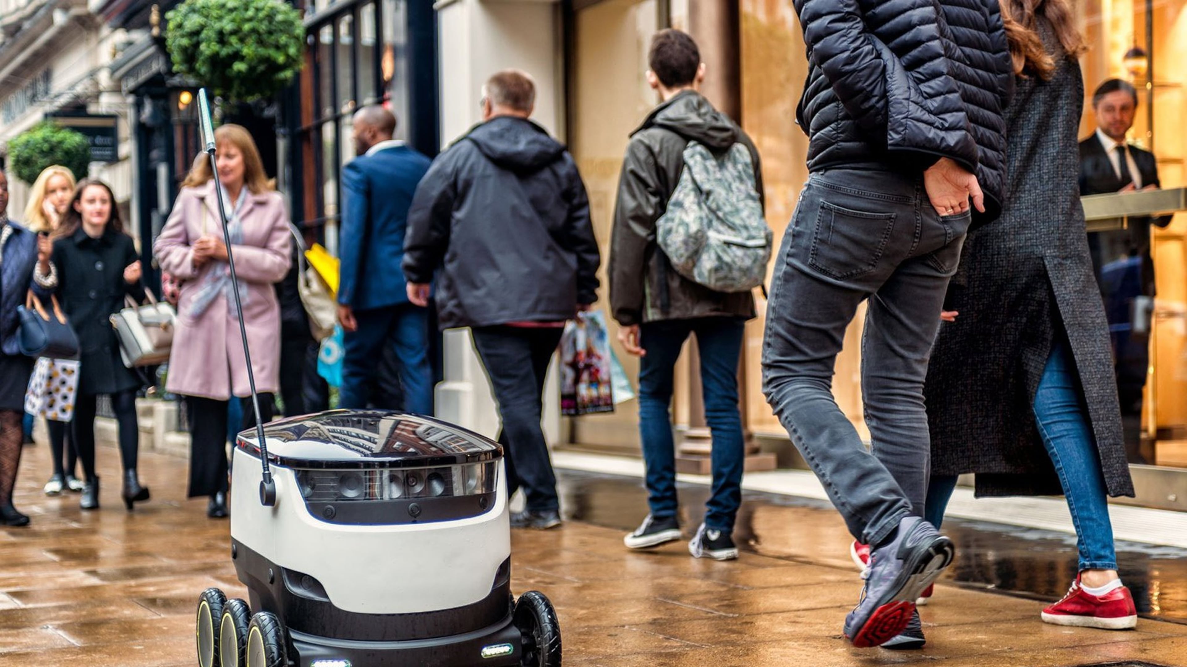 Starship robots like these used by DoorDash have been delivering food at Georgia Tech's Midtown Atlanta Campus since August. (Starship Technologies/TNS)