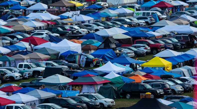 FILE - The general admission campground during the first day of Electric Forest music festival at the Double JJ Resort in Rothbury, Mich., June 19, 2025. (Joel Bissell/MLive.com/Kalamazoo Gazette via AP, File)