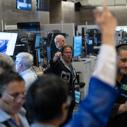 Options trader Anthony Spina works on the floor of the New York Stock Exchange, Monday, Aug. 17, 2026, in New York. (AP Photo/Yuki Iwamura)