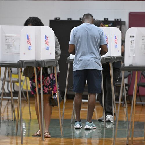 People cast their votes at the Upper Marlboro Community Center Tuesday,, June 23, 2026, in Upper Marlboro, Md. (AP Photo/Gail Burton)