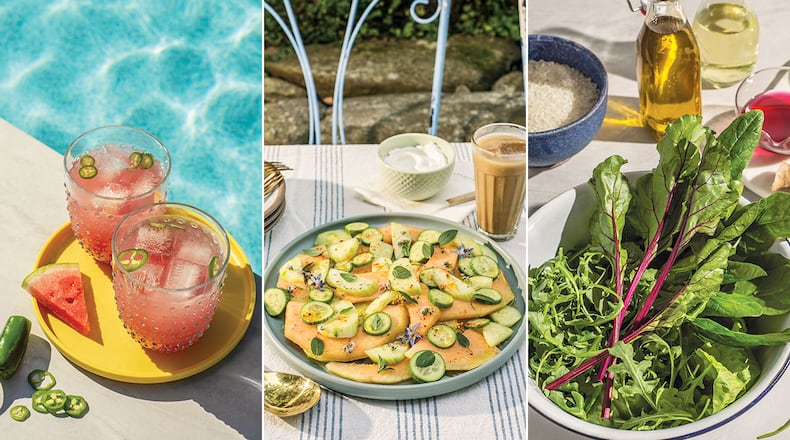 Caipirinha, Melon and Cucumber Breakfast Salad and Farmers Markets Greens and Rice Soup from "Eat Cool." / Courtesy of Rizzoli USA